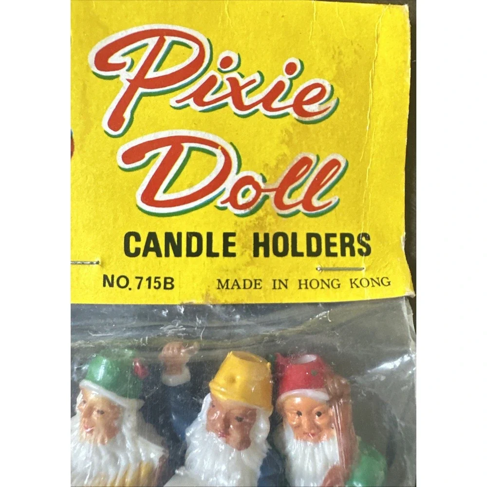Vintage Pixie Doll Candle Holders 1950/60's Made In Hong Kong NO. 715B Set Of 6